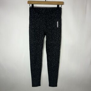 Gymshark‎ Pant Women Waist 25" XS Adapt Animal Print Seamless Leggings Ankle Blk